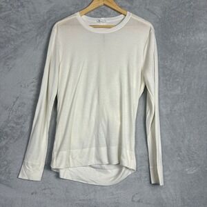 Helmut Lang Womens Cream Tencel Silk Blend Twisted Open Back Long Sleeve Top M
